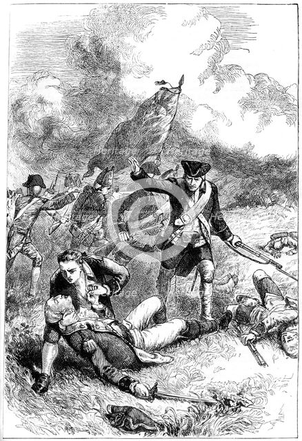 Death of Major Pitcairn, Battle of Bunker Hill, Boston, Massachusetts, 1775 (c1880). Artist: Unknown
