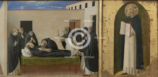 Death of Saint Dominic and Saint Thomas Aquinas. Cortona Polyptych (detail of the predella), c1437. Creator: Angelico, Fra Giovanni, da Fiesole (ca. 1400-1455).