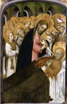 Death of Santa Maria Magdalena detail of the altarpiece, colored painting in tempera on wood,…