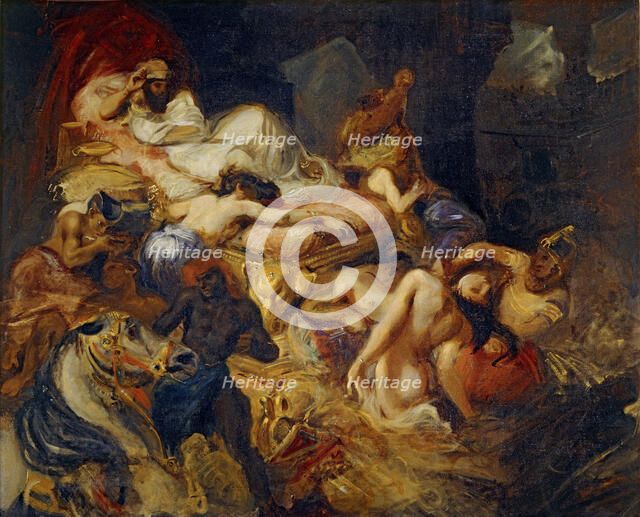Death of Sardanapalus (Studiy). Artist: Delacroix, Eugène (1798-1863)