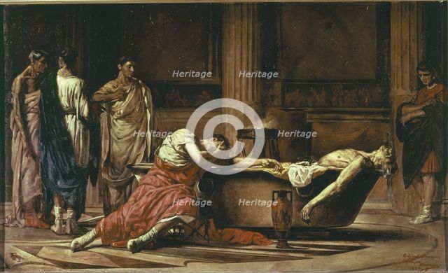 Death of Seneca', oil painting, Lucius Annaeus Seneca (4 BC -65 AD), Latin philosopher, writer an…