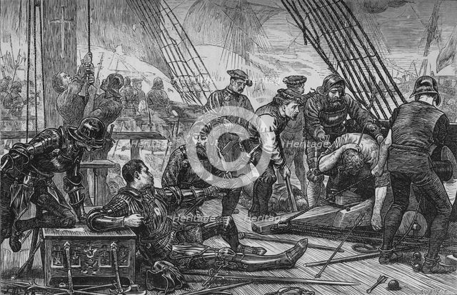'Death of Sir Andrew Barton',  August 1511, (c1880). Artist: Unknown.