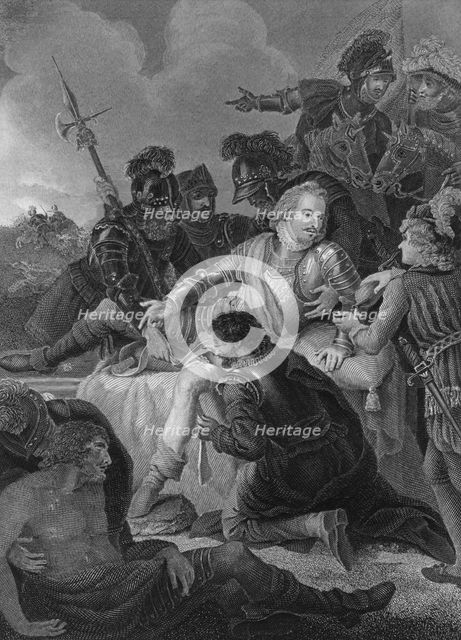 'Death of Sir Philip Sidney', 1859. Artist: Herbert Bourne.