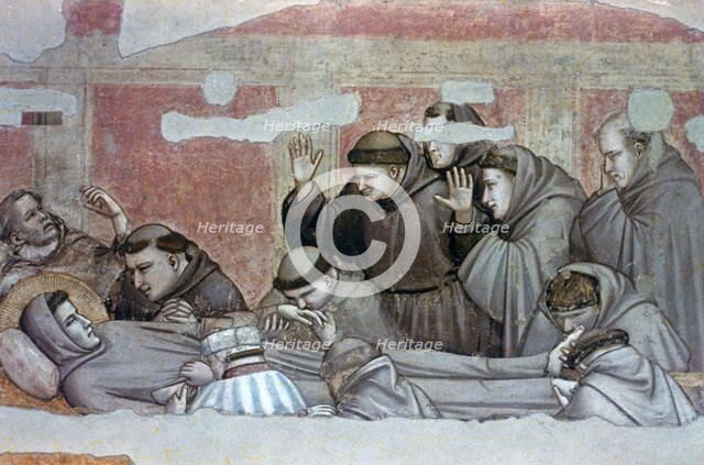 'Death of St Francis and Inspection of Stigmata', c1320. Artist: Giotto 