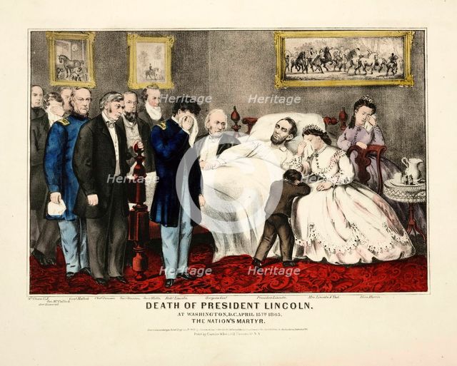 Death of President Lincoln, at Washington, DC, April 15th 1865, pub. 1865 (colour lithograph) Creator: American School (19th Century).