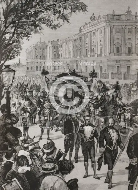 Death of Queen Maria de las Mercedes, Mercedes of Orléans (1860-1878), Madrid, Spain, 1878. Creator: Andrés Ovejero.