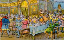 Death of Roger de Flor and other almogavars at the hands of the Byzantines (1305), drawing, 1920