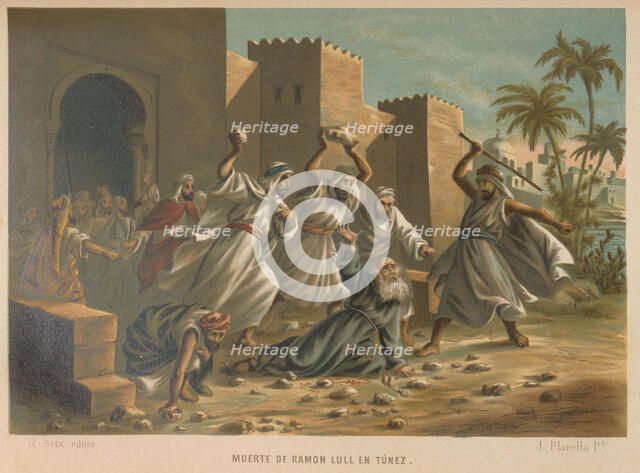 Death of Ramon Llull. From: La ciencia y sus hombres, 1879. Creator: Planella y Rodríguez, Juan (1849-1910).