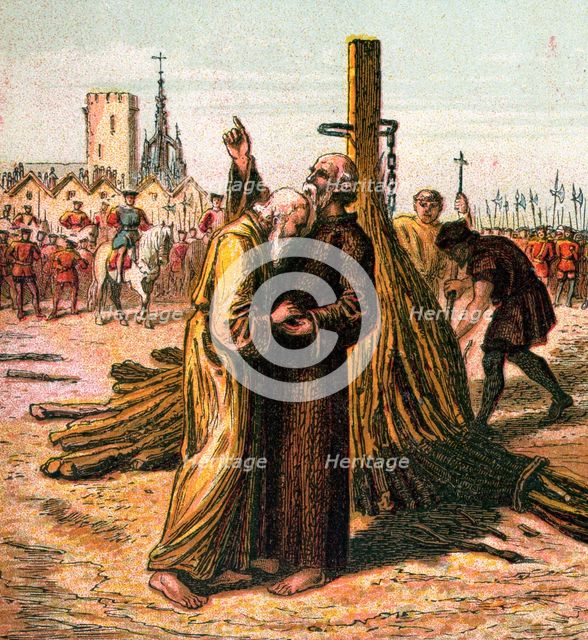 'Death of Ridley and Latimer', 1555, (c1850). Artist: Unknown
