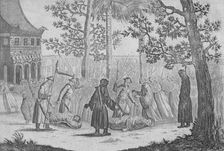 Death of the last Chinese Emperor of the Ming in 1644 from Nieuhof 1745. Artist: George Childs