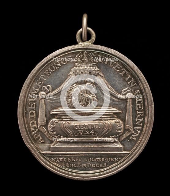 Death of the Stadholder [reverse], 1751. Creator: Johann Georg Holtzhey.