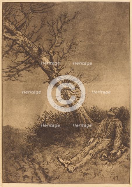 Death of the Vagabond (La mort du vagabond). Creator: Alphonse Legros.