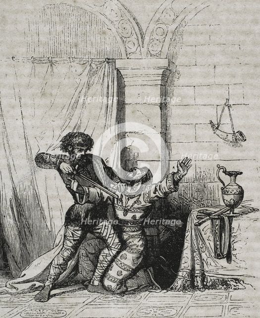 Death of Theudis, (d 548), King of the Visigoths in Hispania (531-548) in June 548..., 1852.  Creator: Unknown.