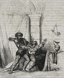 Death of Theudis, (d 548), King of the Visigoths in Hispania (531-548) in June 548..., 1852. Creator: Unknown