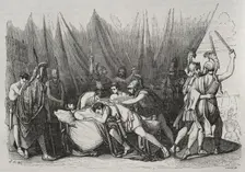 Death of Viriathus, leader of the Lusitanian people who fought against Roman..., 139BC (1852). Creator: José Vallejo