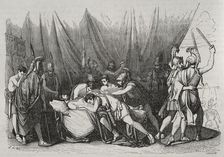 Death of Viriathus, leader of the Lusitanian people who fought against Roman..., 139BC (1852). Creator: José Vallejo