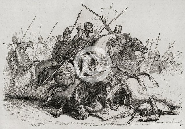 Death of Visigothic king Theodoric I during the battle of the Catalaunian Plains in 451 AD, (1852). Creator: José Vallejo.