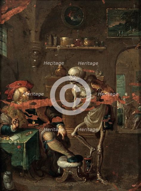 Death Playing the Fiddle, First third of 17th cen.. Creator: Francken, Frans, the Younger (1581-1642).
