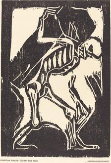 Death with a Coffin, c. 1917. Creator: Christian Rohlfs