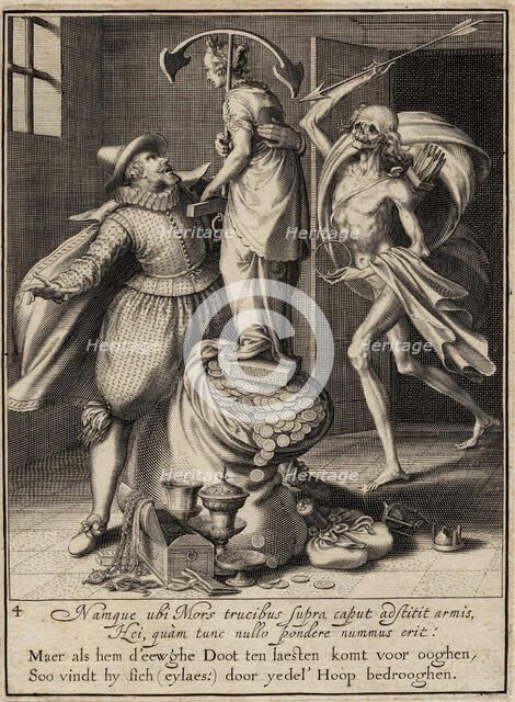 Death with an Arrow About to Strike the Man Down, 1609. Artist: Swanenburgh, Willem van (1582-1616)
