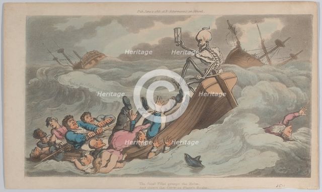 Death Turned Pilot (from The English Dance of Death, vol. II, pl. 9), June 1, 1815., June 1, 1815. Creator: Thomas Rowlandson.