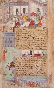 Deaths of Al-Wathiq and Muhammad B. Baiis Jalis (recto), Death of Anbakh (verso)..., c1594. Creator: Unknown