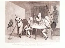 Debates on palmistry, 18th century. Creator: J Haynes