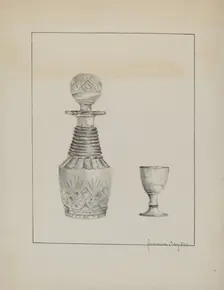 Decanter and Glass, 1935/1942. Creator: Jeanne Taylor