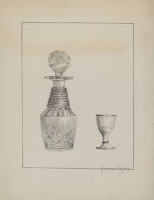Decanter and Glass, 1935/1942. Creator: Jeanne Taylor