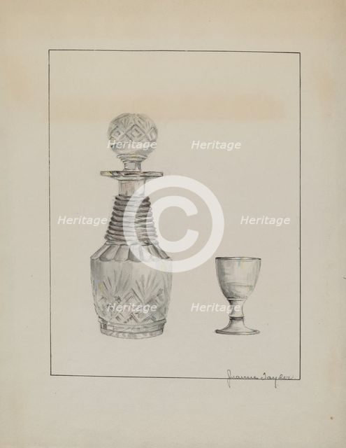 Decanter and Glass, 1935/1942. Creator: Jeanne Taylor.