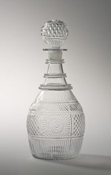 Decanter And Stopper, c1826-40. Creator: Boston and Sandwich Glass Company