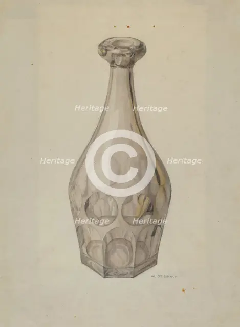 Decanter (Ashberton Pattern), c. 1940. Creator: Alice Braun.