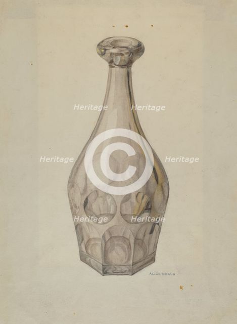 Decanter (Ashberton Pattern), c. 1940. Creator: Alice Braun.