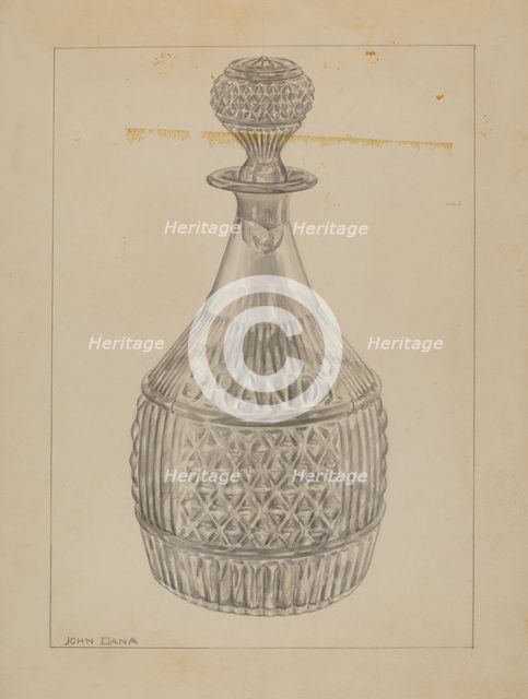 Decanter, c. 1937. Creator: John Dana.