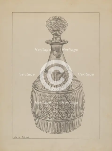 Decanter, c. 1937. Creator: John Dana.