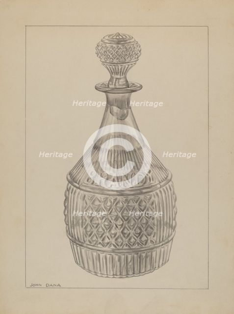 Decanter, c. 1937. Creator: John Dana.