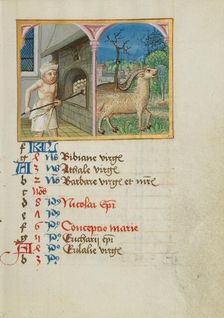 December Calendar Page: Baking Bread: Capricorn; Book of Hours, early 16th century. Creator: Unknown