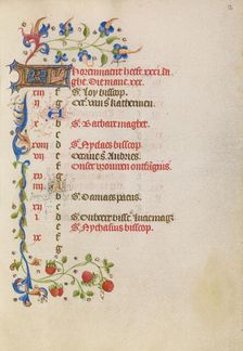 December Calendar Page; Book of Hours, after 1460. Creator: Unknown
