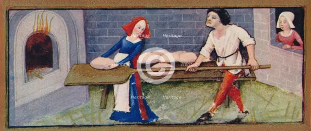 December - baking, 15th century, (1939). Creators: Robinet Testard, Jean Bourdichon.