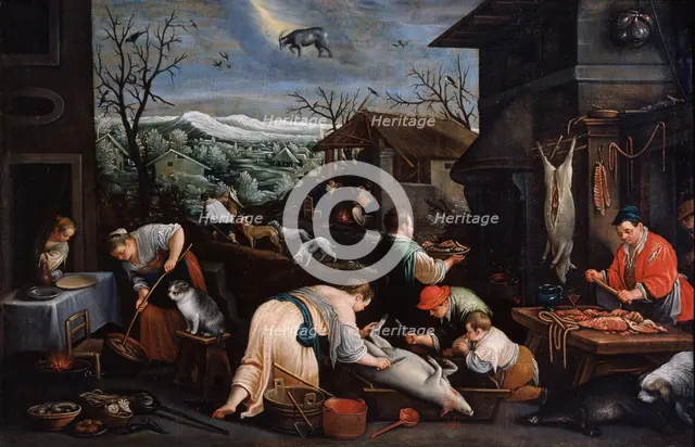 'December' (from the series 'The Seasons'), late 16th or early 17th century. Artist: Leandro Bassano