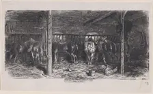 December from Album of Rustic Subjects, 1859. Creator: Charles Emile Jacque