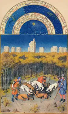 December - the Château de Vincennes, 15th century, (1939). Creator: Paul Limbourg