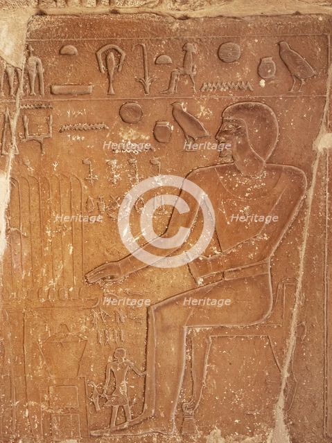 Deceased making an offering to the gods, Necropolis of Saqqara, Egypt, 2015. Creator: Unknown.