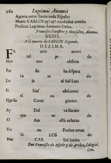 Décima to King Charles II of Spain's death by Francisco de Asprer y de Arenes, 1701. Creators: Josep Rocaberti, Francisco de Asprer y de Arenes