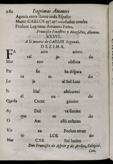 Décima to King Charles II of Spain's death by Francisco de Asprer y de Arenes, 1701. Creators: Josep Rocaberti, Francisco de Asprer y de Arenes