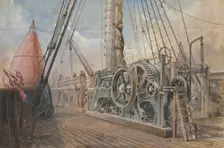 Deck of the Great Eastern, the Cable Trough, etc., 1866, 1865-66. Creator: Robert Charles Dudley
