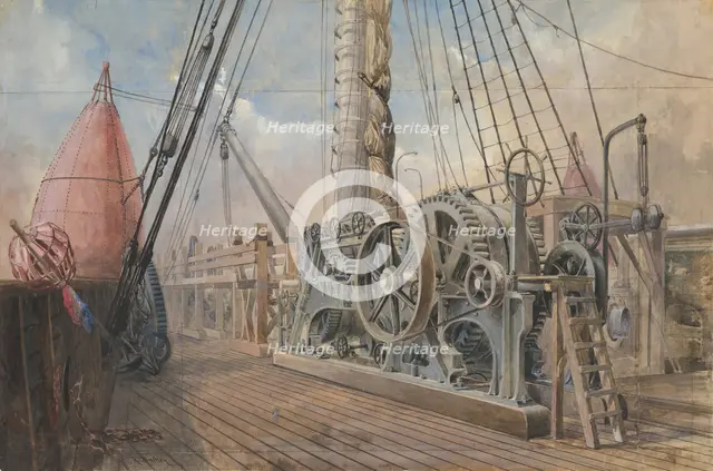 Deck of the Great Eastern, the Cable Trough, etc., 1866, 1865-66. Creator: Robert Charles Dudley.