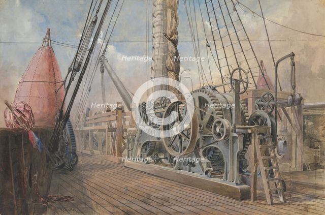 Deck of the Great Eastern, the Cable Trough, etc., 1866, 1865-66. Creator: Robert Charles Dudley.