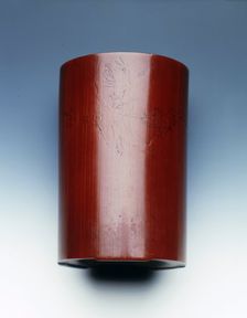Decorated bamboo brushpot, China, mid 17th century. Creator: Pu Cheng