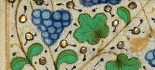 Decorated Border with Grapes; Boethius, Consolation de philosophie, about 1460-1470. Creator: Unknown